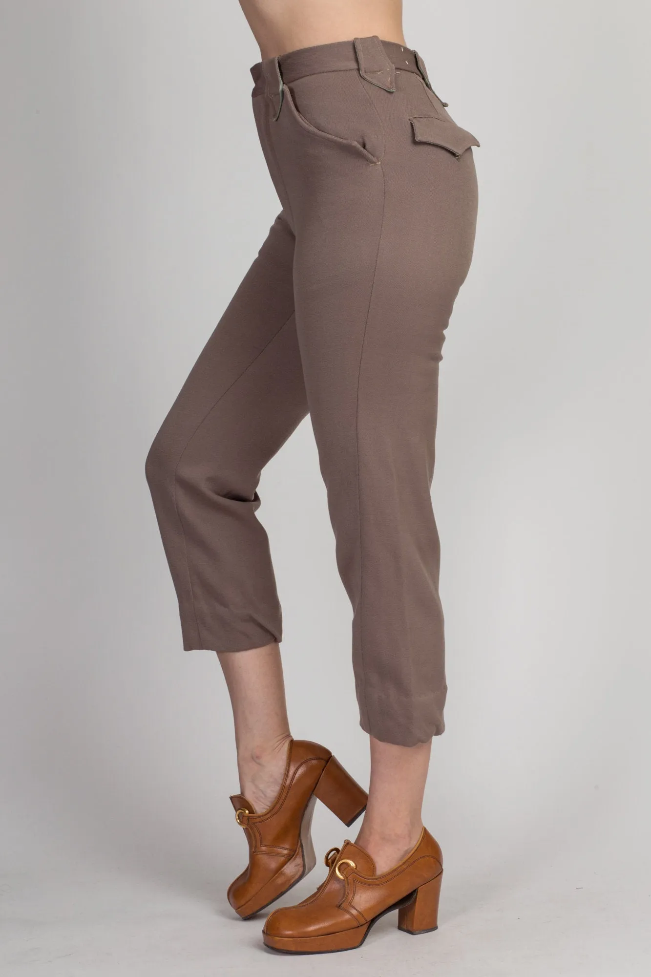 1950s Taupe High Waist Western Pants - Extra Small