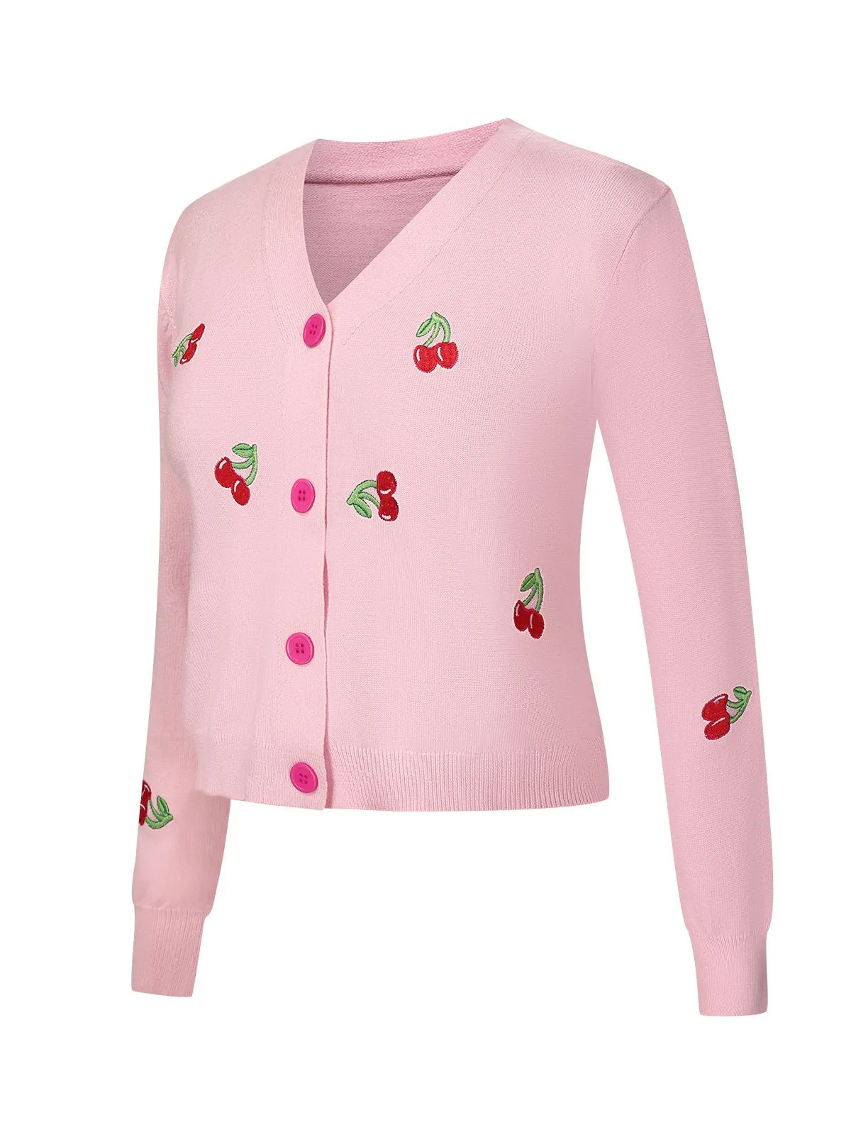 1960s Cherry Embroidered Knitted Cardigan