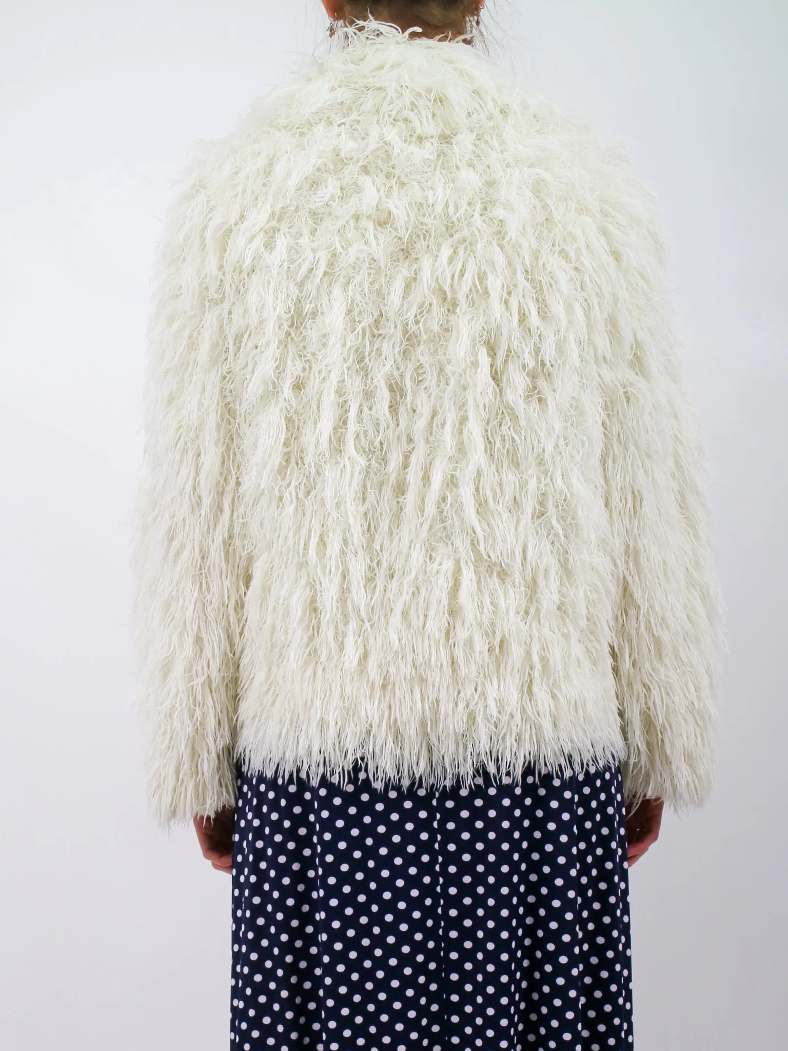 1970s Vegan Shaggy Faux Mongolian Wool Fuzzy Jacket