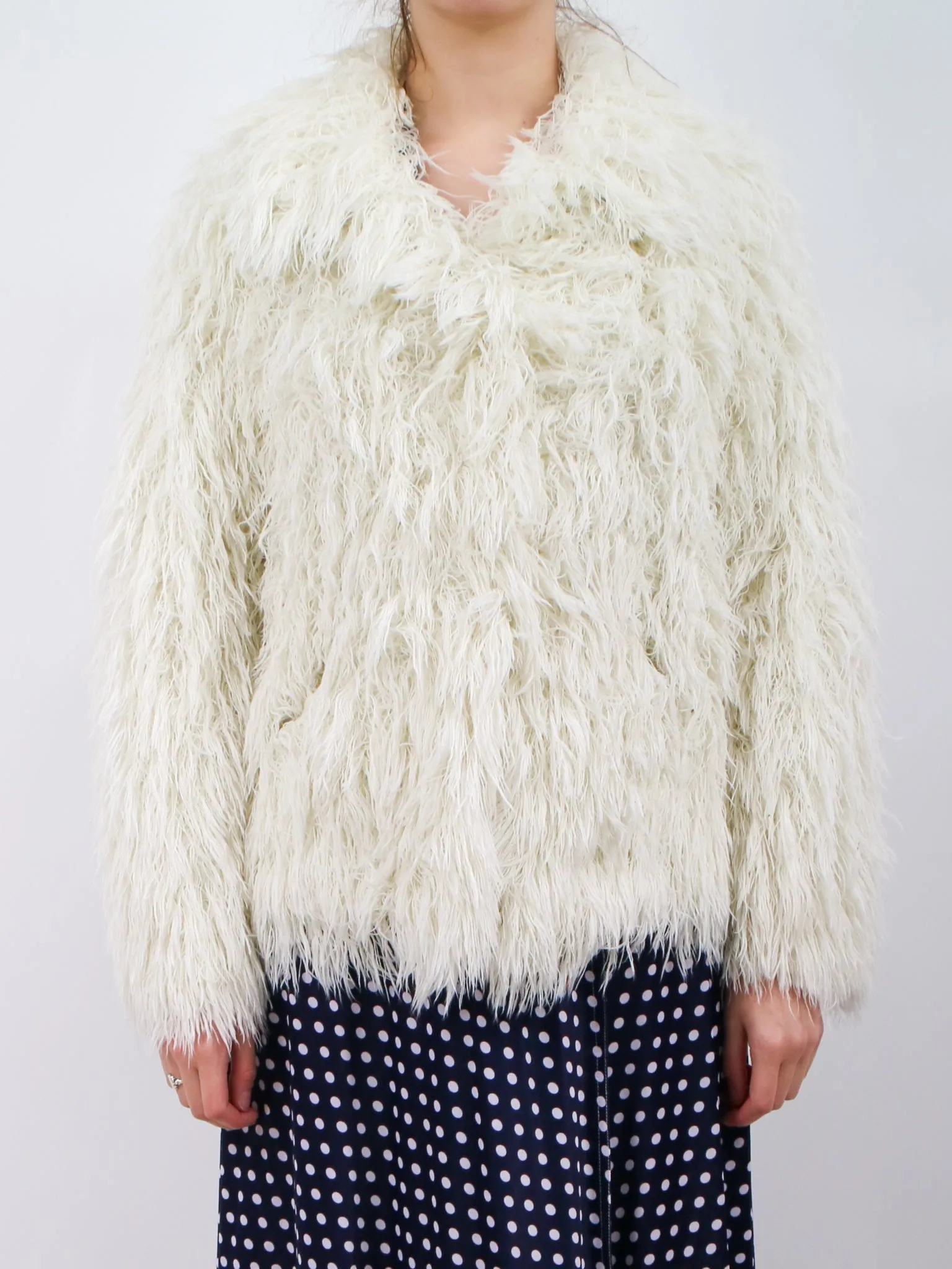 1970s Vegan Shaggy Faux Mongolian Wool Fuzzy Jacket