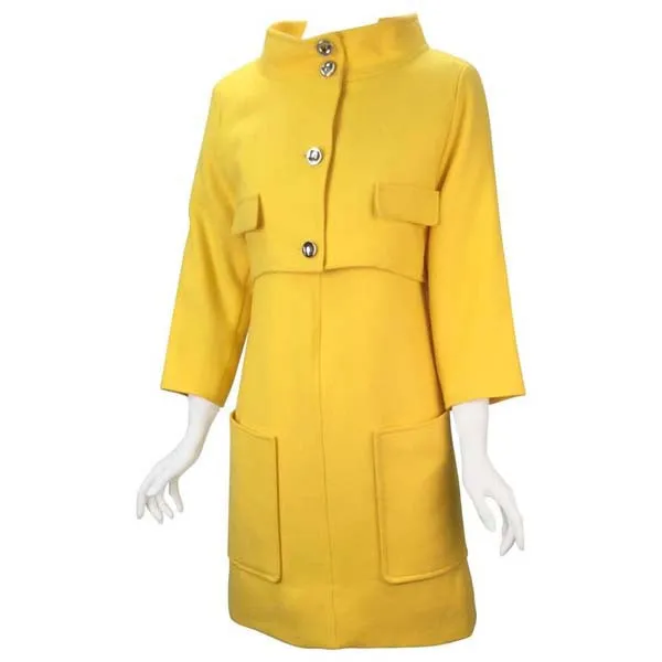 1980s Courreges Yellow Dress and Cropped Jacket Ensemble