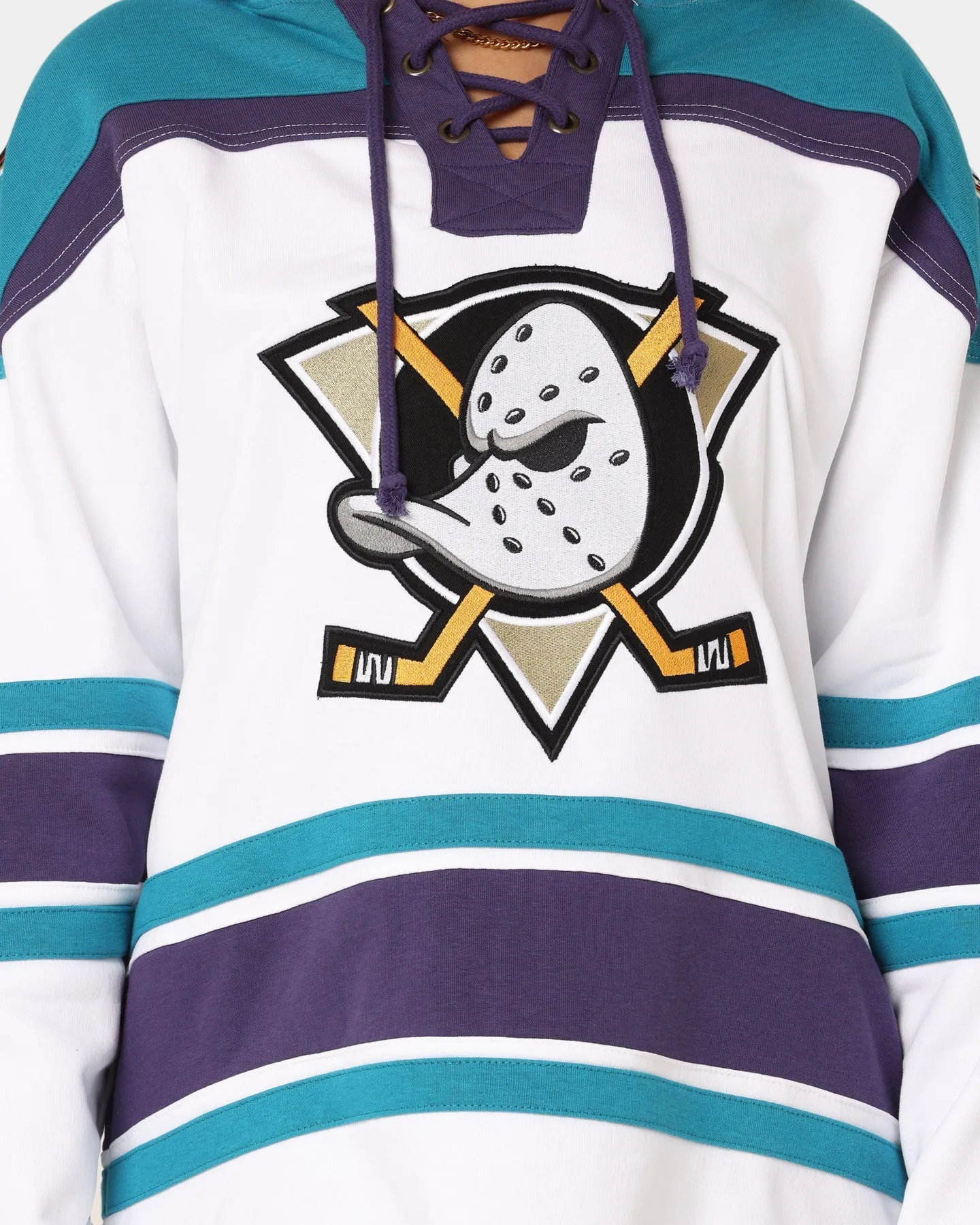 47 Brand Anaheim Ducks Superior Lacer Hoodie White Wash