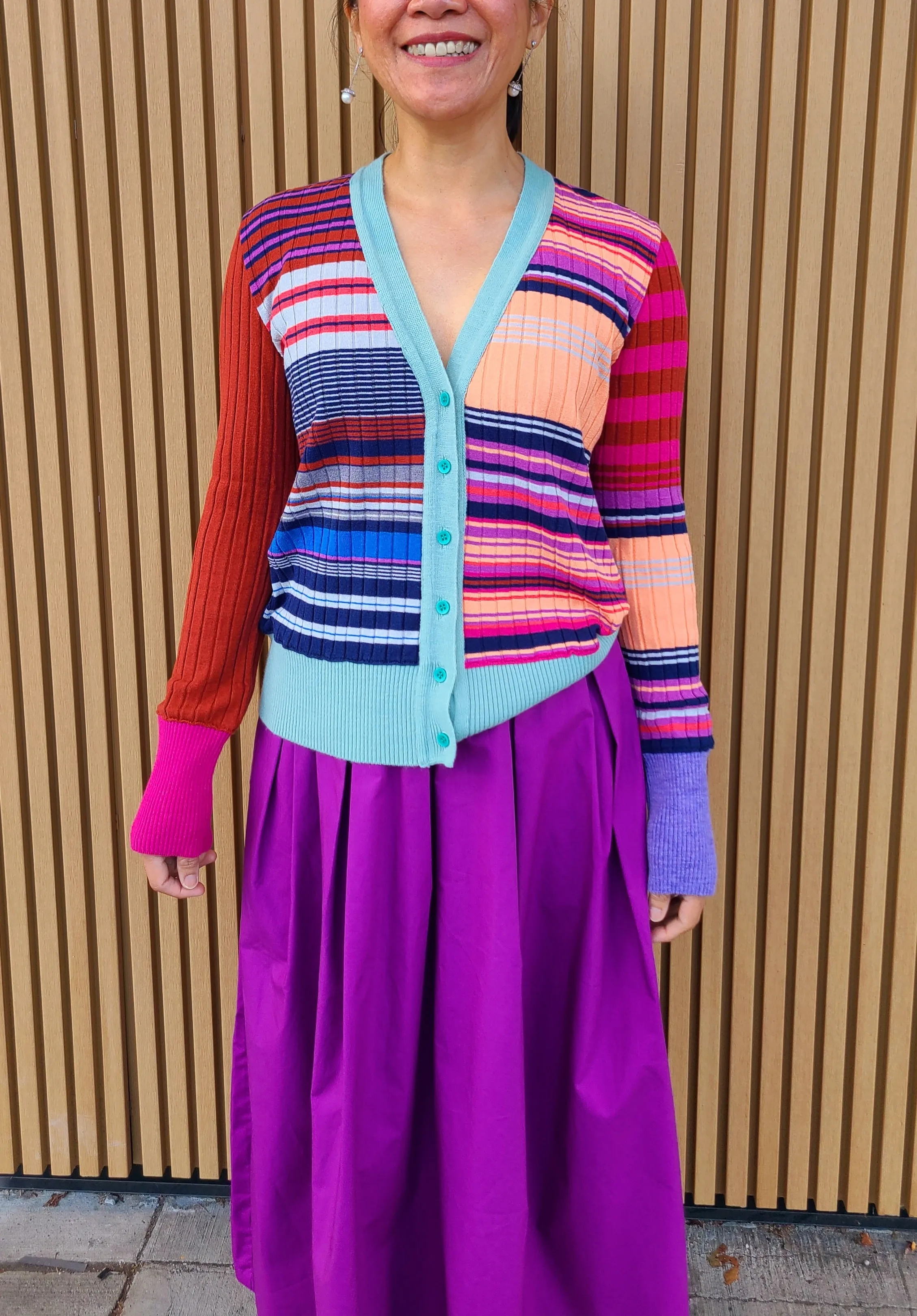 80060 Fuji Purple/Pink Striped Multi Cardigan