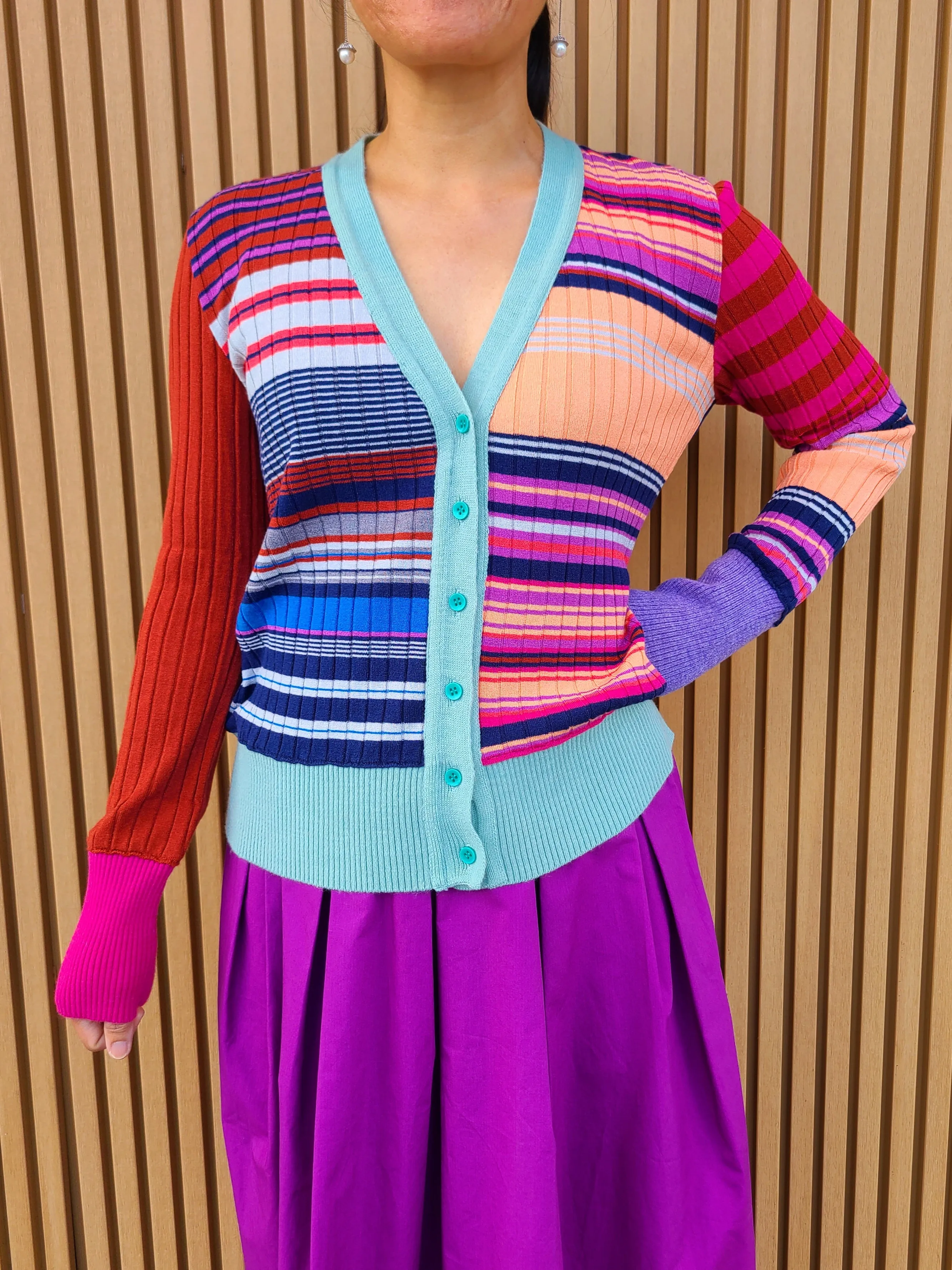 80060 Fuji Purple/Pink Striped Multi Cardigan