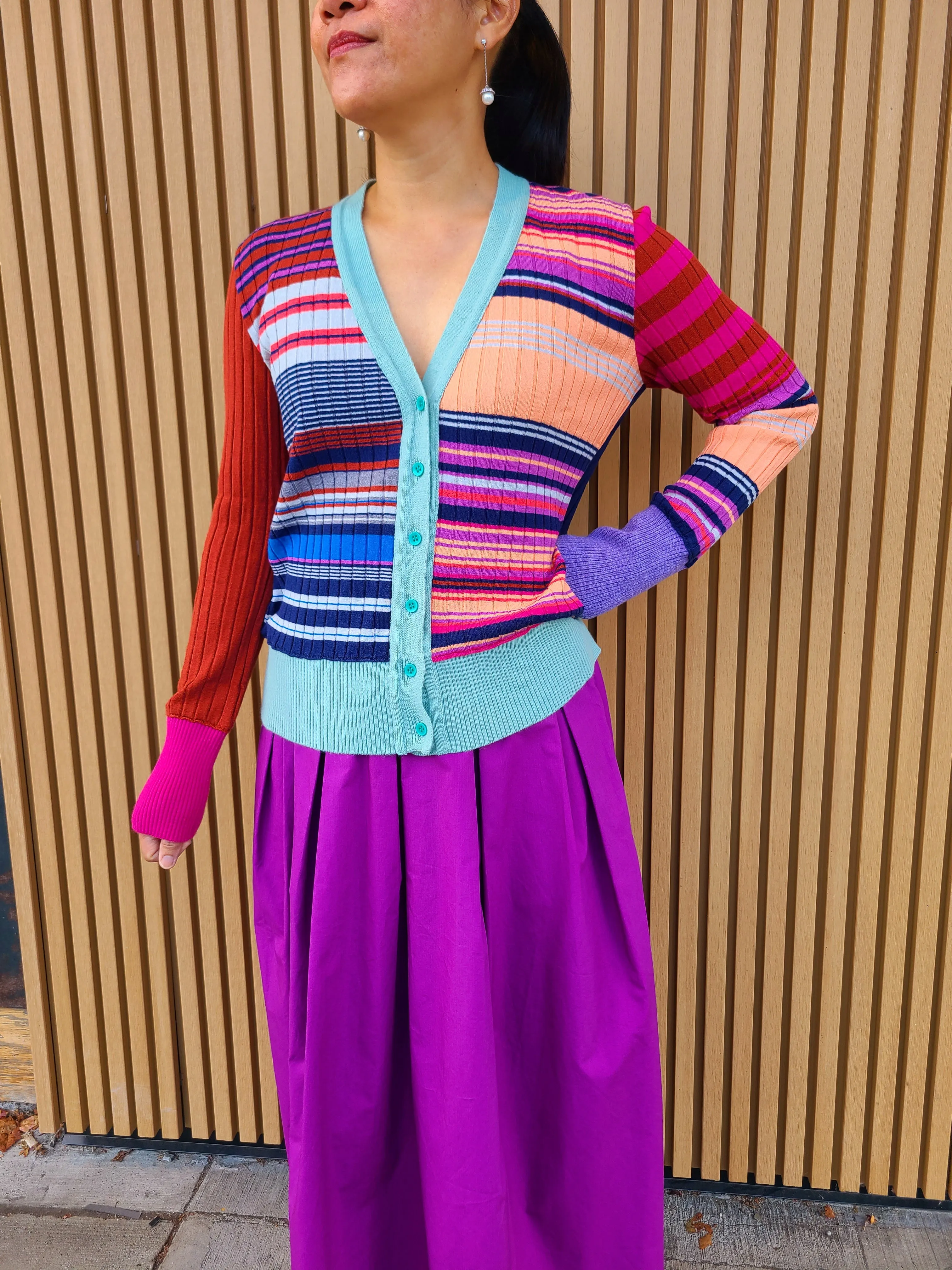 80060 Fuji Purple/Pink Striped Multi Cardigan