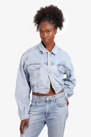 Agolde Blue Denim Cropped Jacket Size L