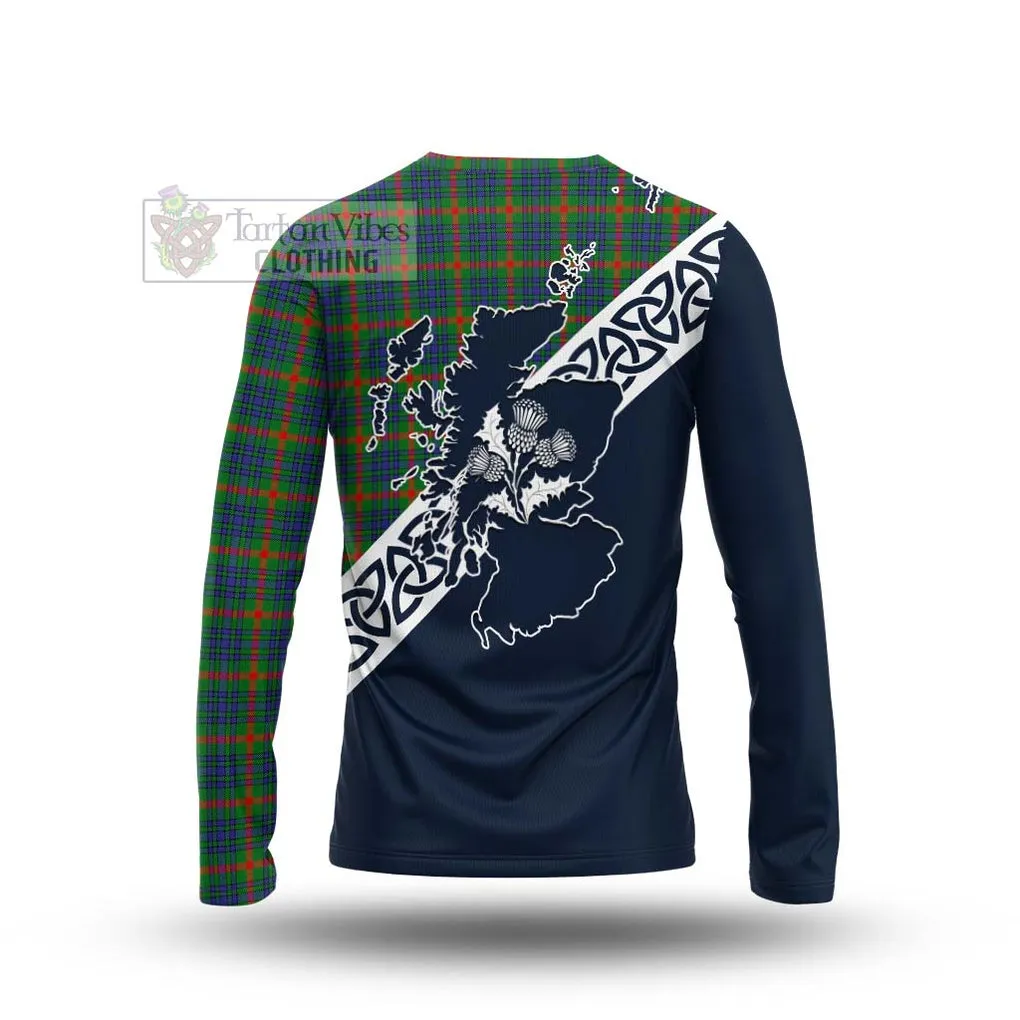 Aiton Tartan Long Sleeve T-Shirt Featuring Thistle and Scotland Map