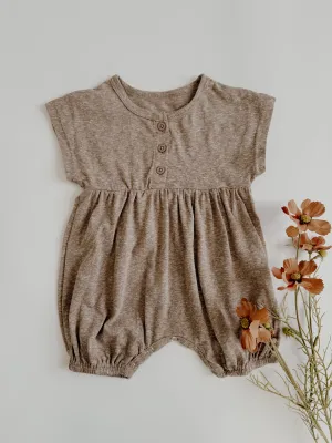 Amara Heathered Shorty Romper | Brown