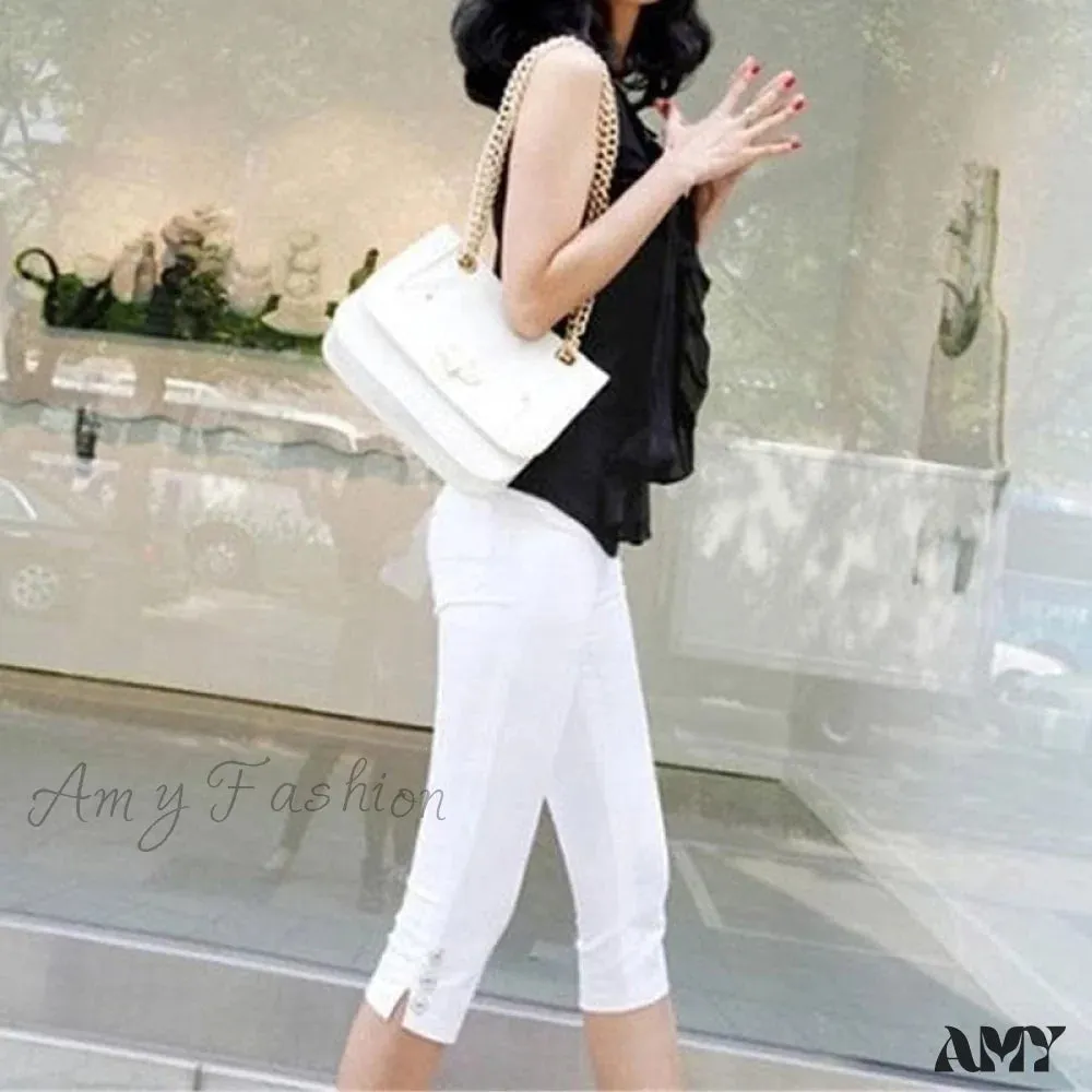 Amy Fashion - High Waist Elastic Plus Size Pants