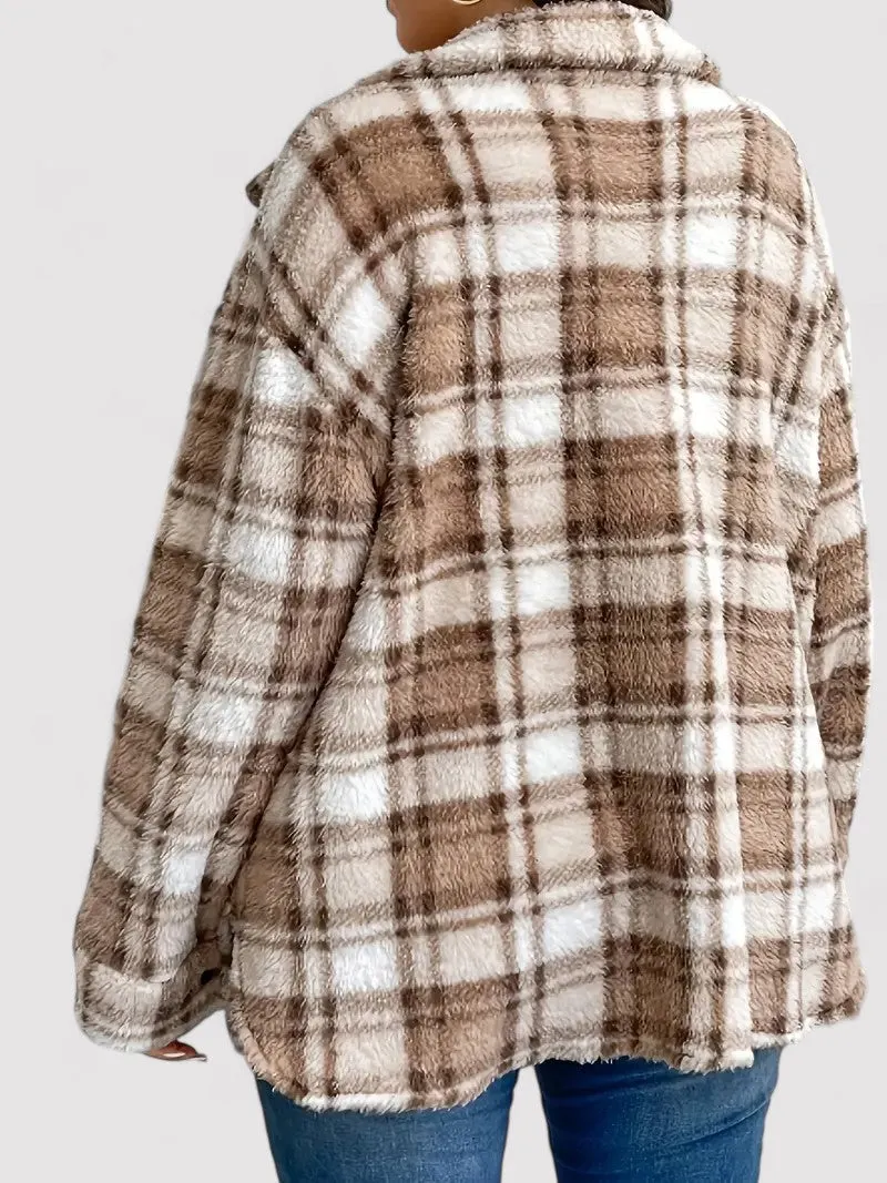 Ancien | Checkered Soft Fleece Jacket for Women