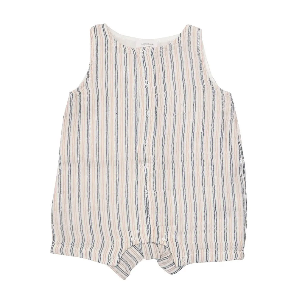 Angel Dear Sleeveless Shortie Romper Ticking Stripe