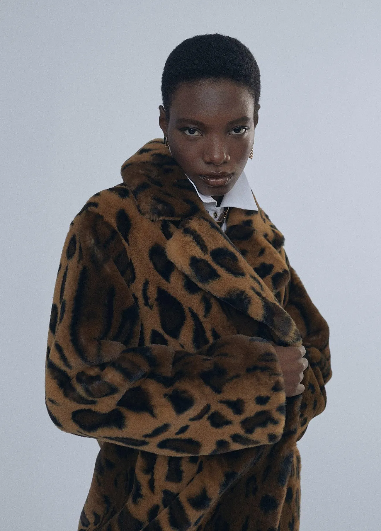 Animal print fur coat