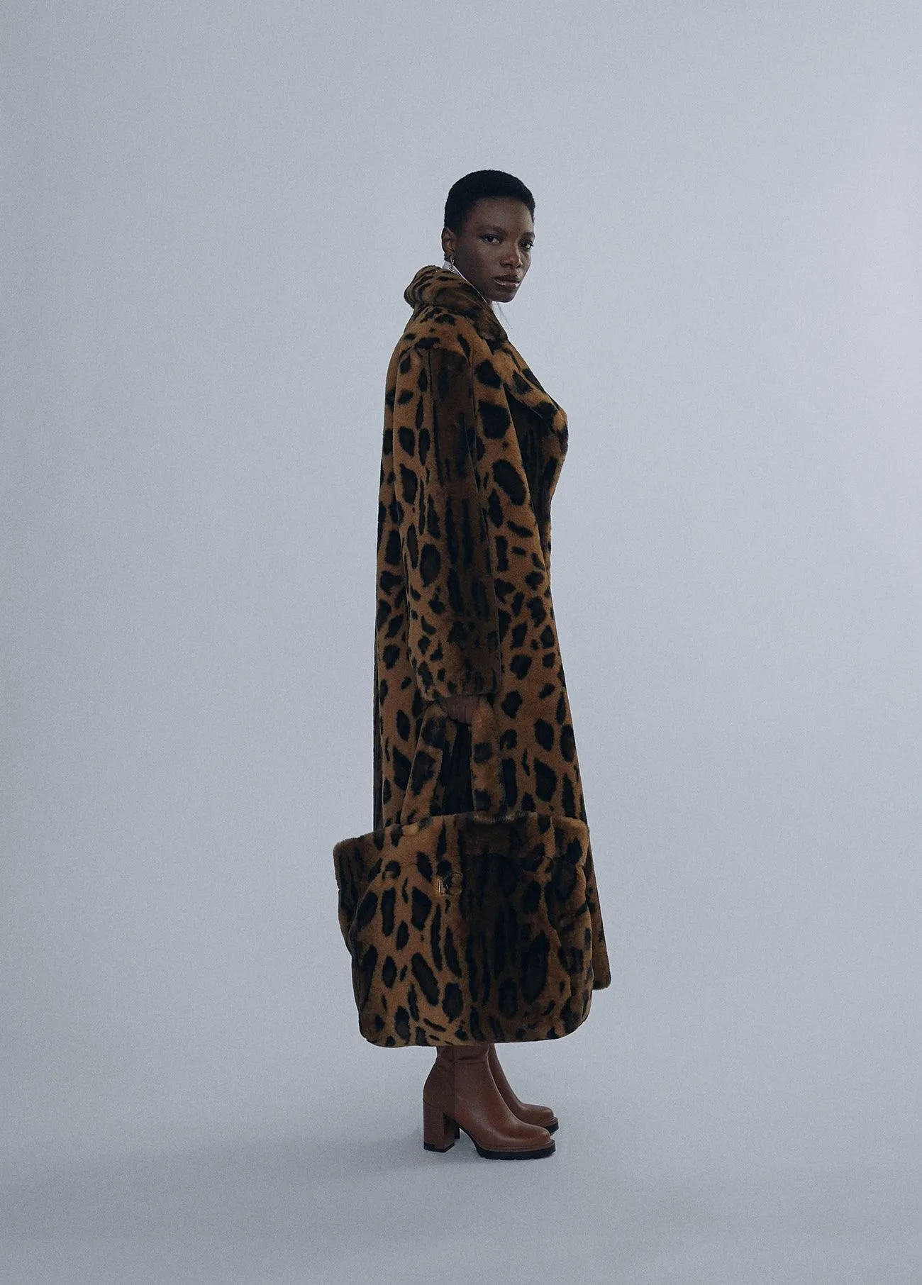 Animal print fur coat