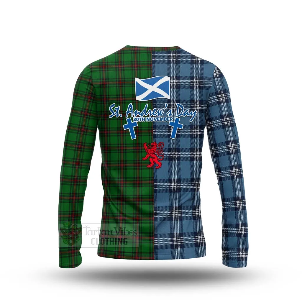 Anstruther Tartan Long Sleeve T-Shirt Happy St. Andrew's Day Half Tartan Style