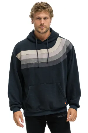 AVIATOR NATION WAVE STRIPE 4 PULLOVER UNISEX HOODIE RELAXED - CHARCOAL/CHARCOAL