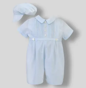 Baby Boy Blue Romper with matching cap  - Sarah Louise C3002