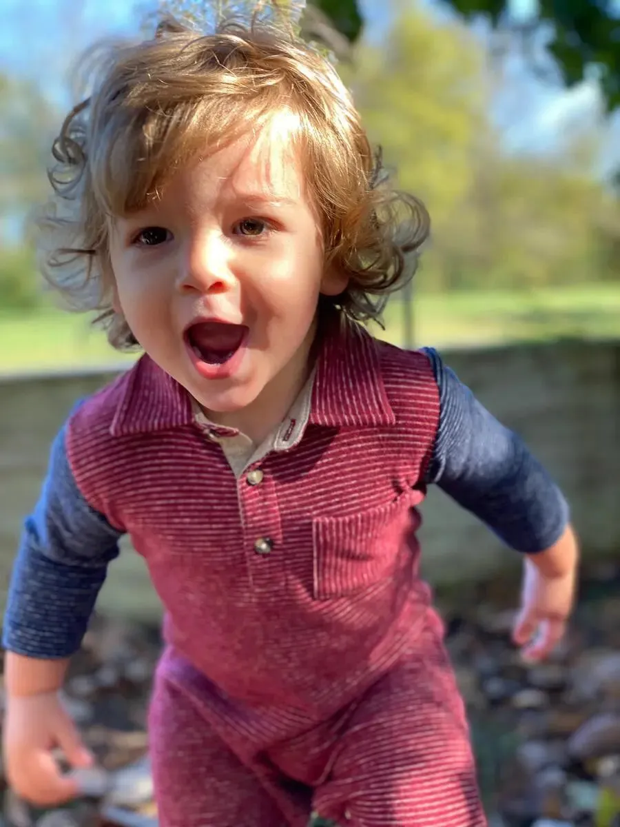 Baby Boy's Arlington Polo Romper In Wine Navy | Me & Henry