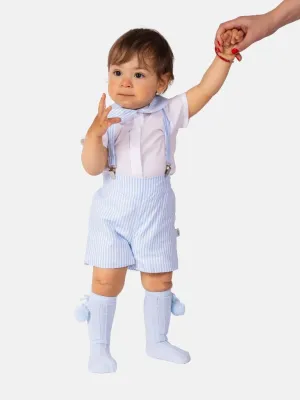 Baby Girl/Boy Carolina & Matias Collection Striped Spanish Bundle -Baby Blue