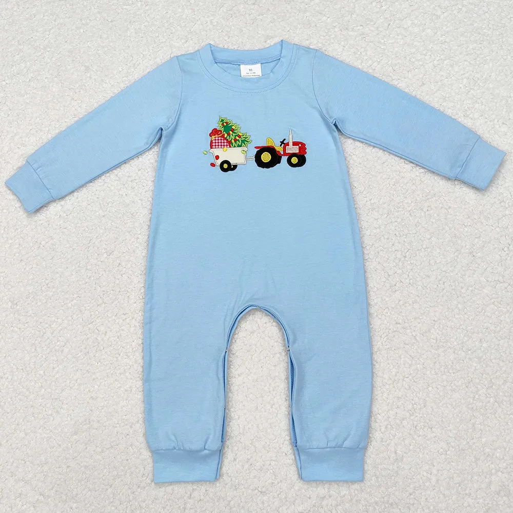 Baby Infant Boys Rompers Christmas Tree Tractor Long Sleeve Rompers LR1508