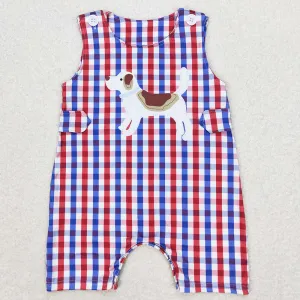 Baby Infant Boys Rompers Dogs Blue Red Checkered Rompers SR0821