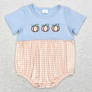 Baby Infant Boys Rompers Fall Pumpkin Checkered Short Sleeve Rompers SR1711 SR1710