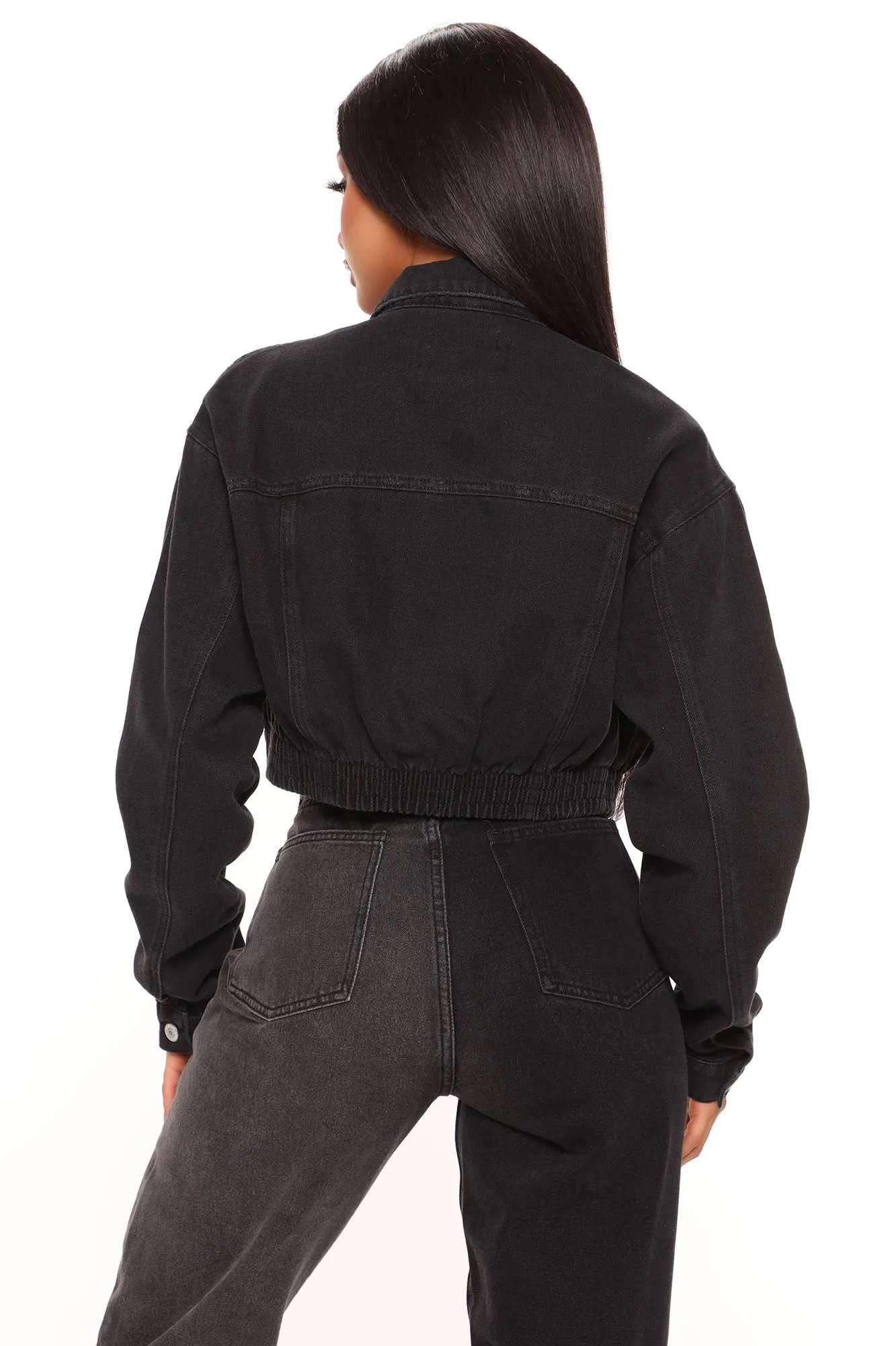 Backstage Pass Crop Denim Jacket - Black