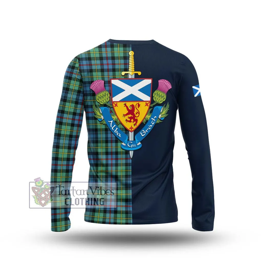 Bailey Ancient Tartan Long Sleeve T-Shirt Alba with Scottish Lion Royal Arm Half Style