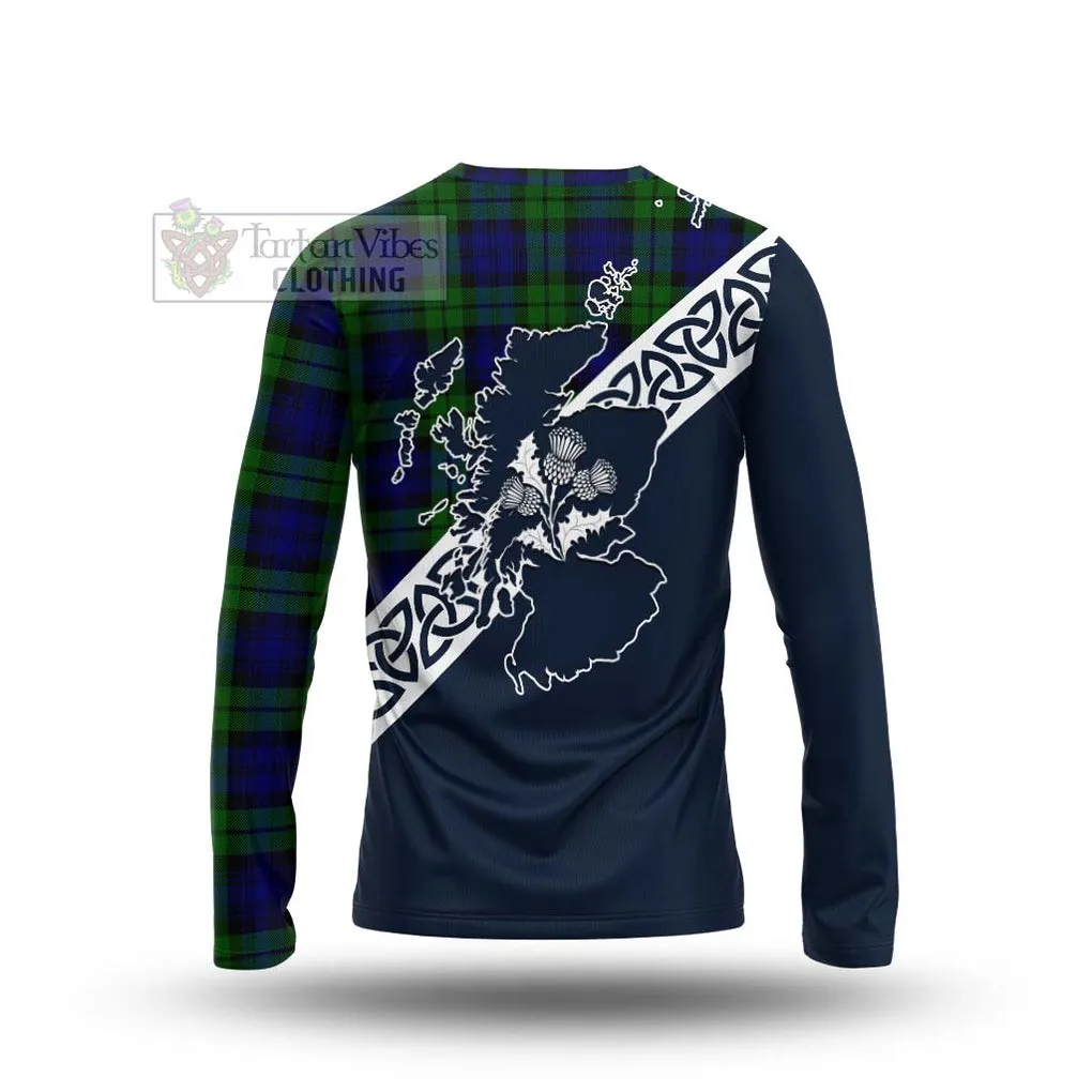 Bannatyne Tartan Long Sleeve T-Shirt Featuring Thistle and Scotland Map