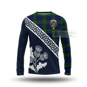 Bannatyne Tartan Long Sleeve T-Shirt Featuring Thistle and Scotland Map