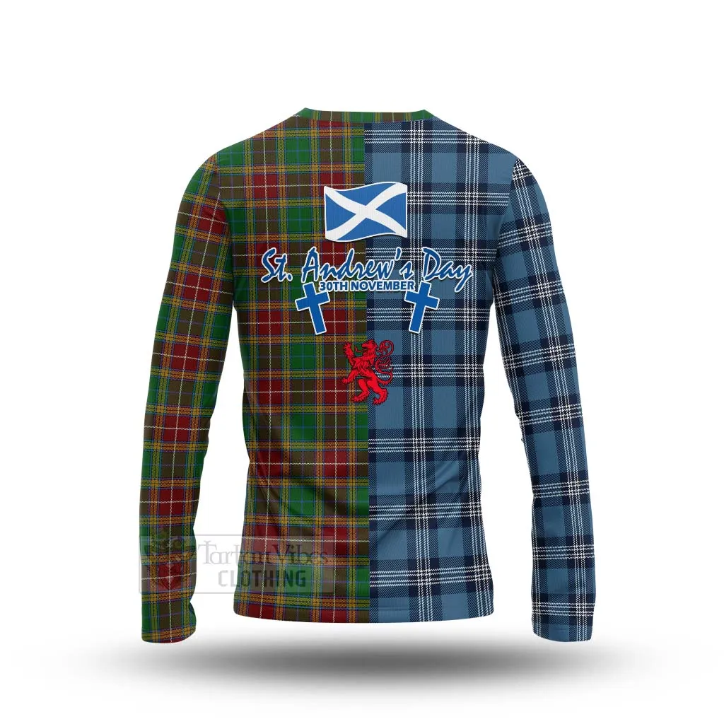 Baxter Tartan Long Sleeve T-Shirt Happy St. Andrew's Day Half Tartan Style