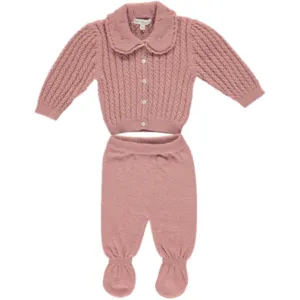 BEBE ORGANIC ROSE LOULOU FOOTED CARDIGAN SET