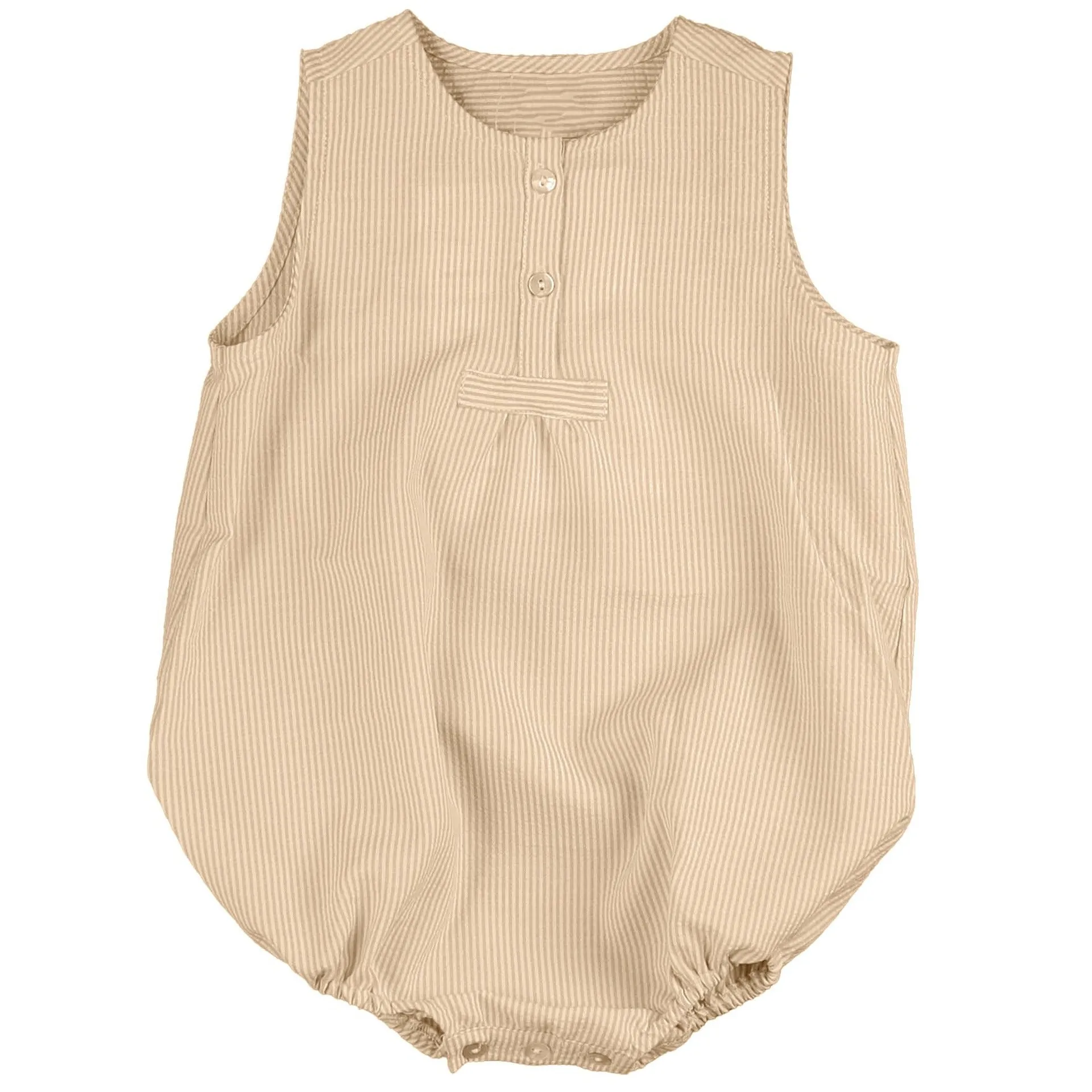 Belati Beige Seersucker Boys Romper (BBB545)