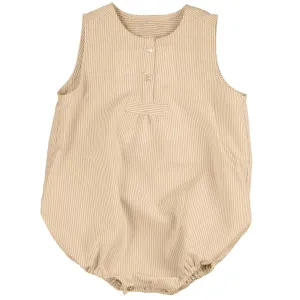 Belati Beige Seersucker Boys Romper (BBB545)