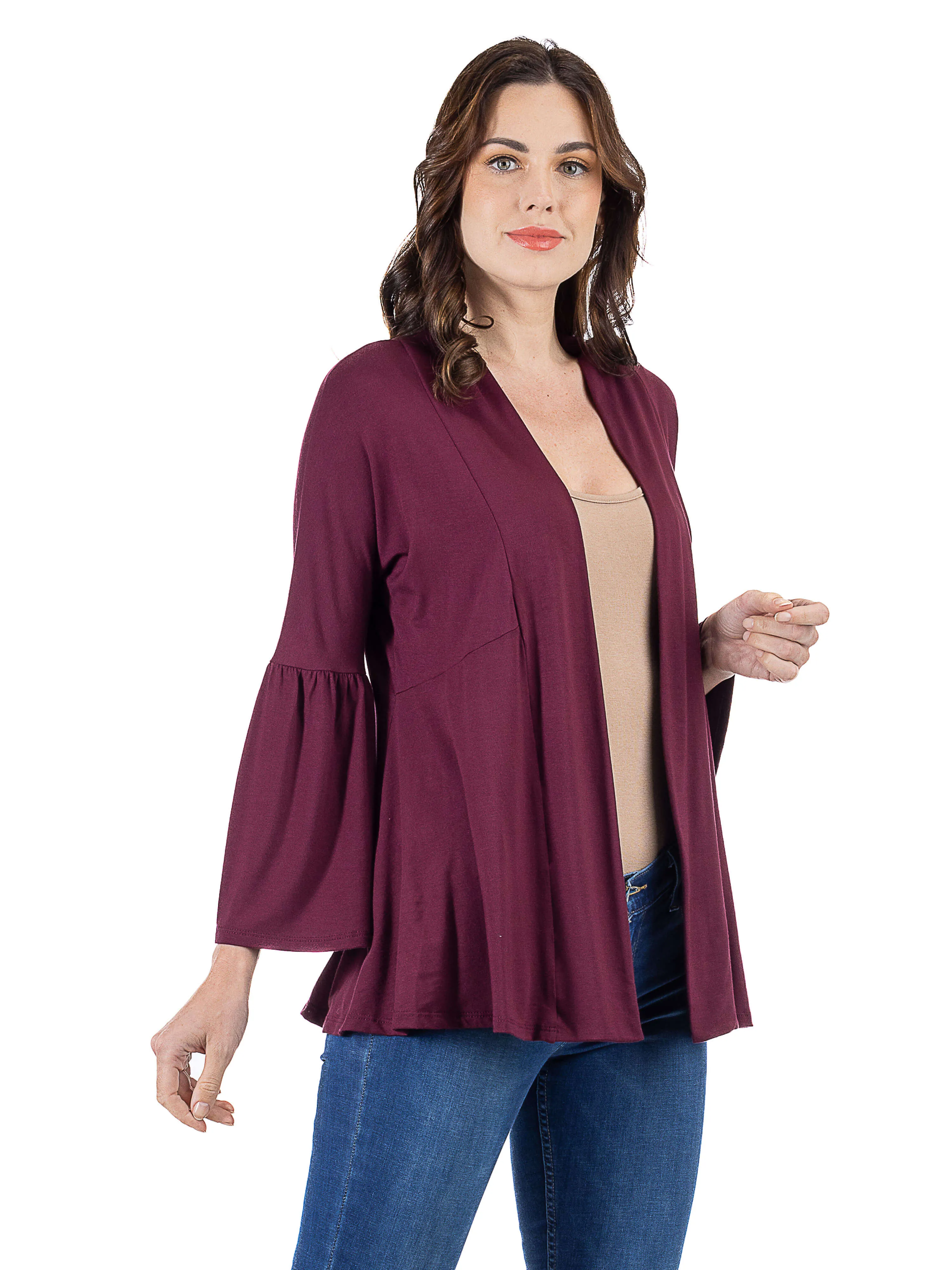 Bell Sleeve Flared Open Front Cardigan