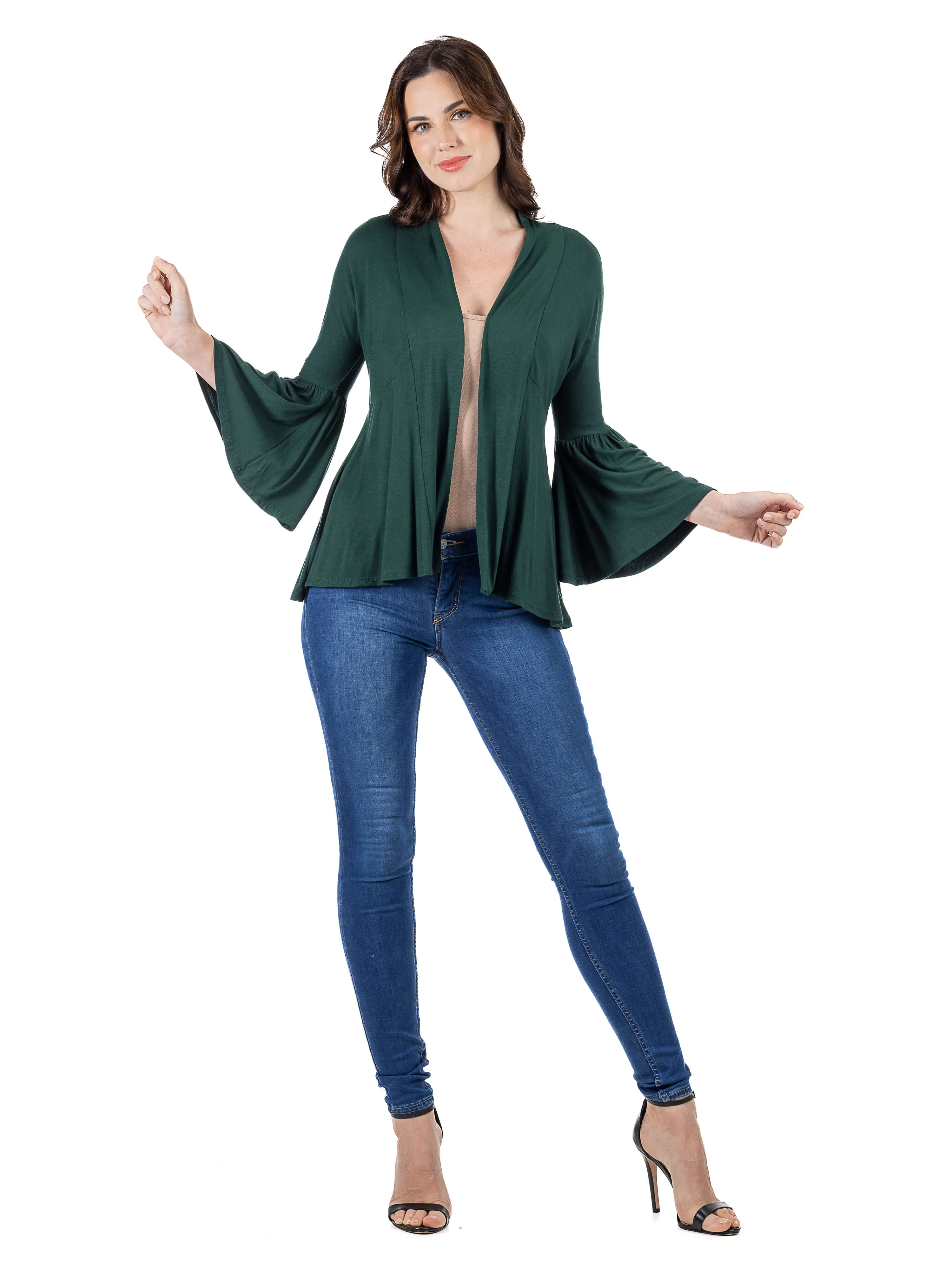 Bell Sleeve Flared Open Front Cardigan