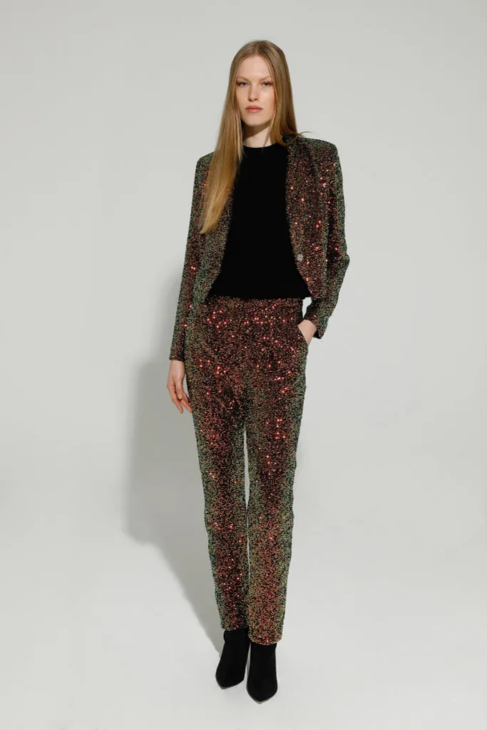 BENNY SEQUIN TROUSERS (EMERALD/BRONZE)