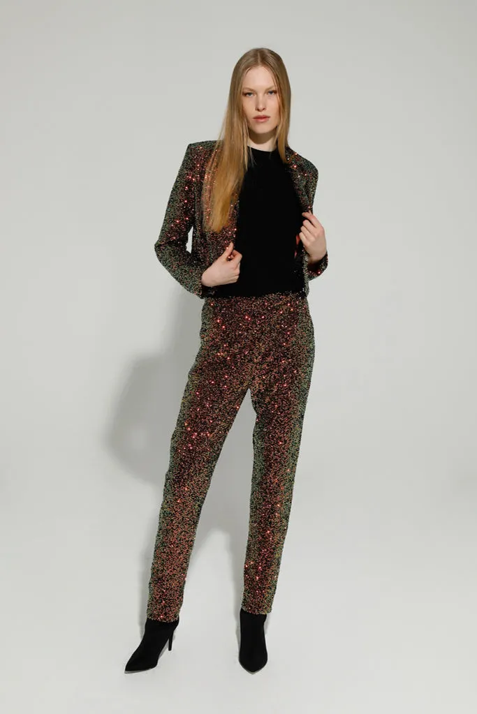 BENNY SEQUIN TROUSERS (EMERALD/BRONZE)