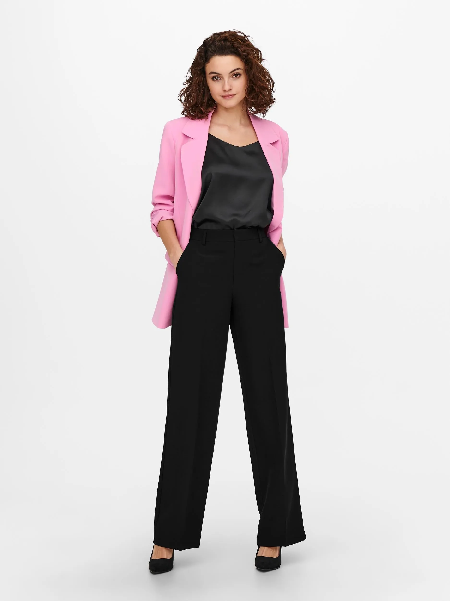 Berry High Waisted Wide Trousers - Black