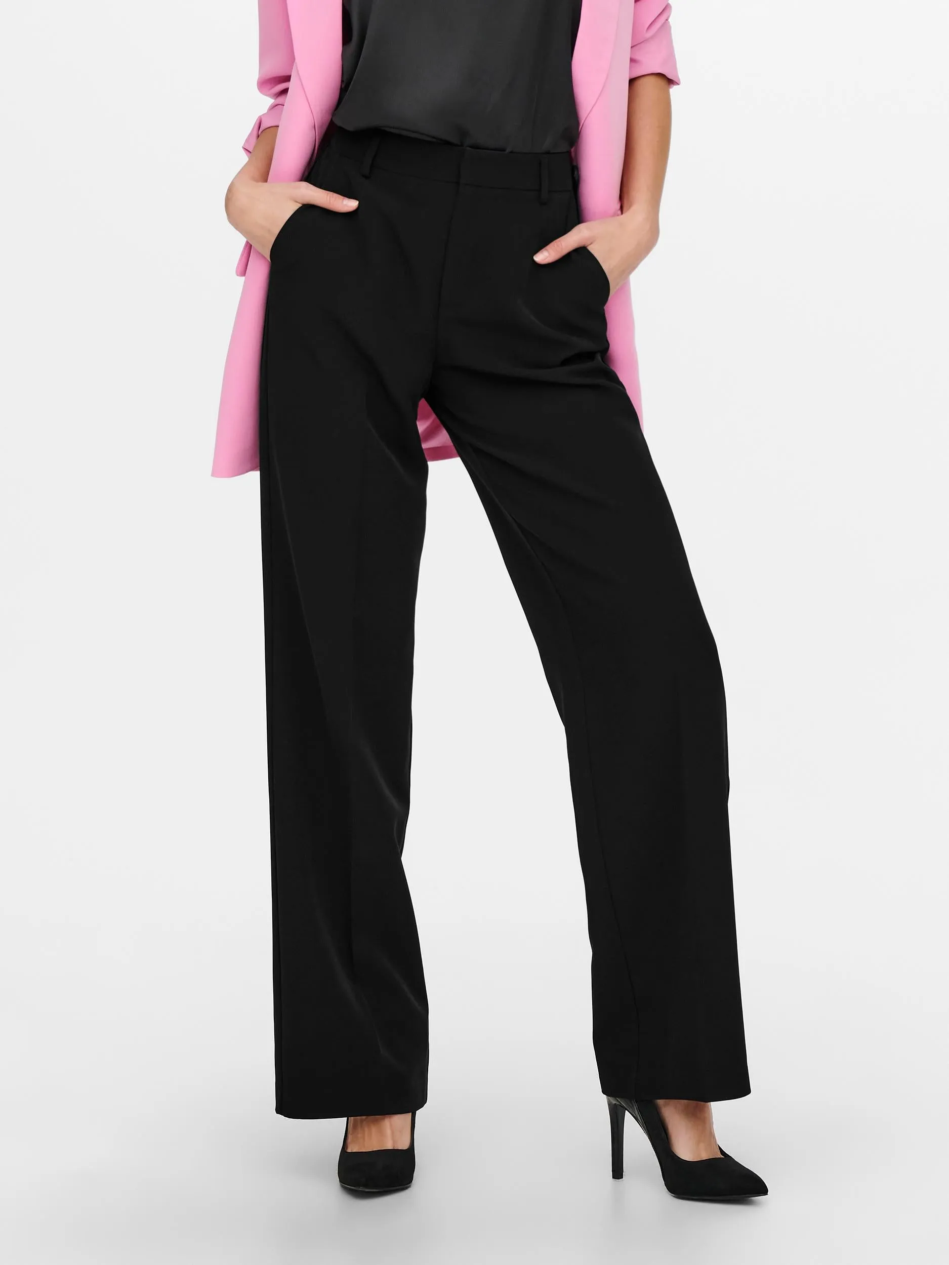 Berry High Waisted Wide Trousers - Black