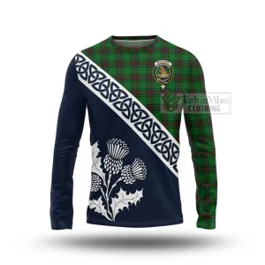 Beveridge Tartan Long Sleeve T-Shirt Featuring Thistle and Scotland Map