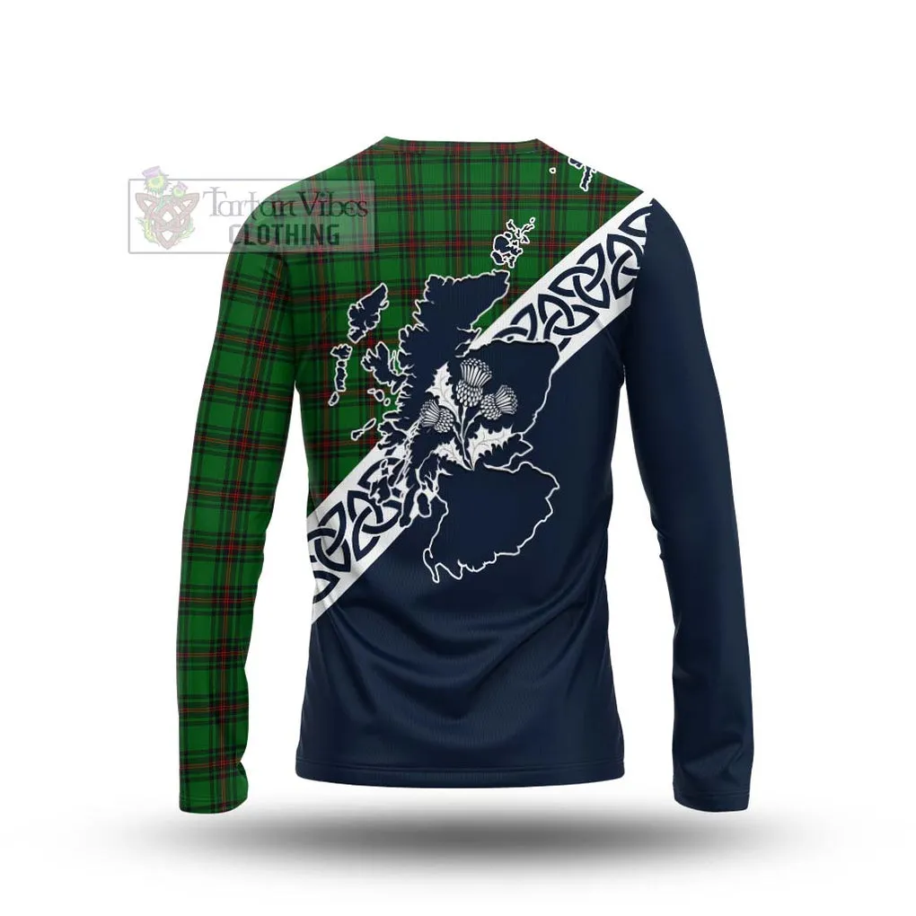 Beveridge Tartan Long Sleeve T-Shirt Featuring Thistle and Scotland Map