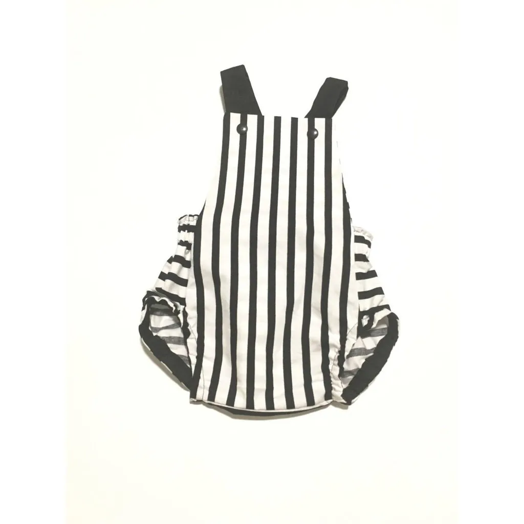 Black and White Striped Baby Romper