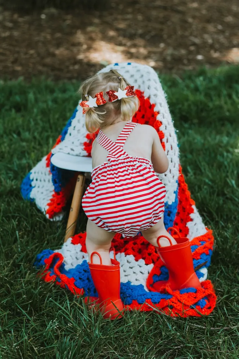 Black and White Striped Baby Romper