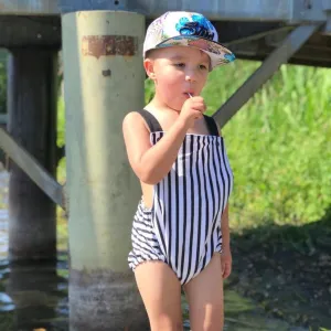 Black and White Striped Baby Romper