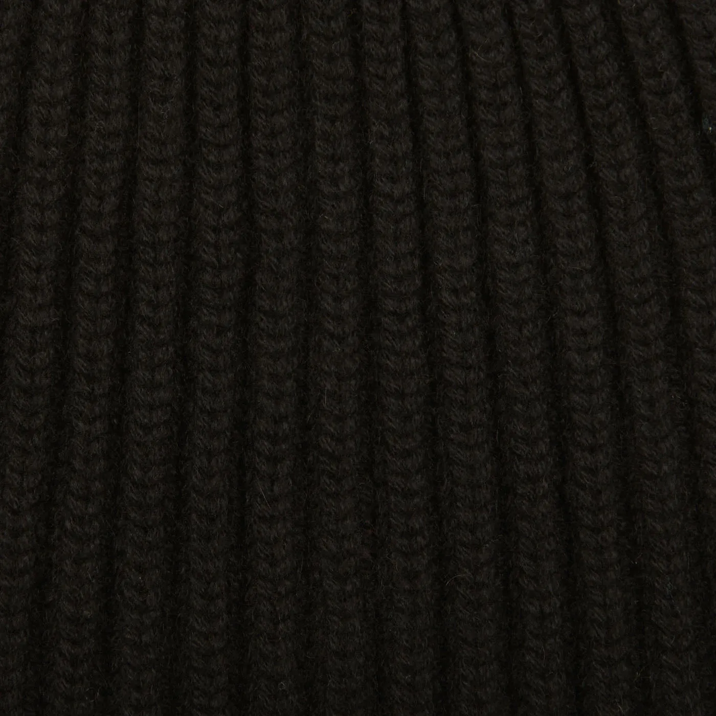 Black Cashmere Ribbed Short Beanie