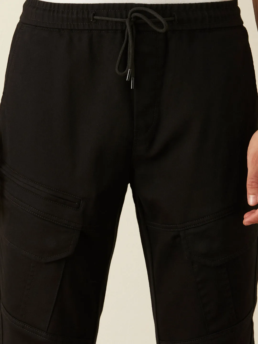 Black Plain Cargo Pants