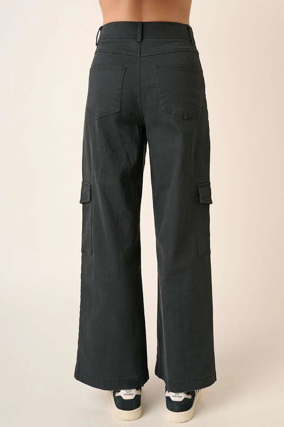 Black Wide Leg High Waist Cargo Pants