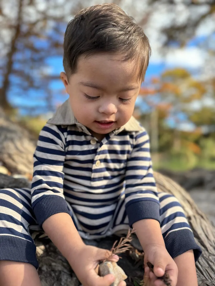 Black/Beige Stripe Kingston Polo Romper