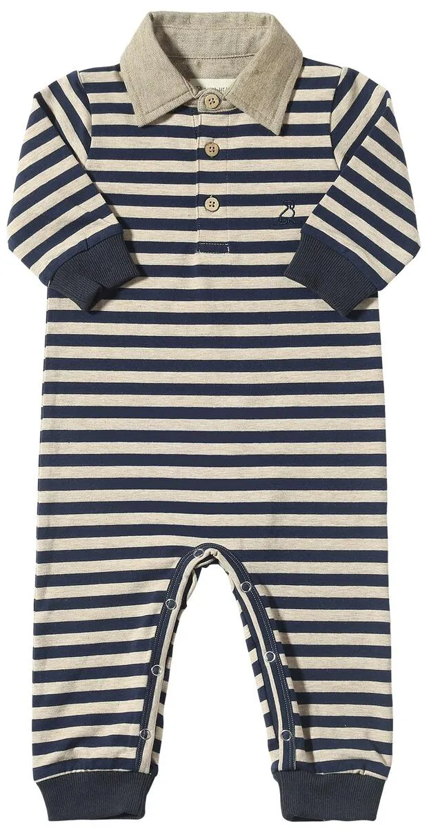 Black/Beige Stripe Kingston Polo Romper