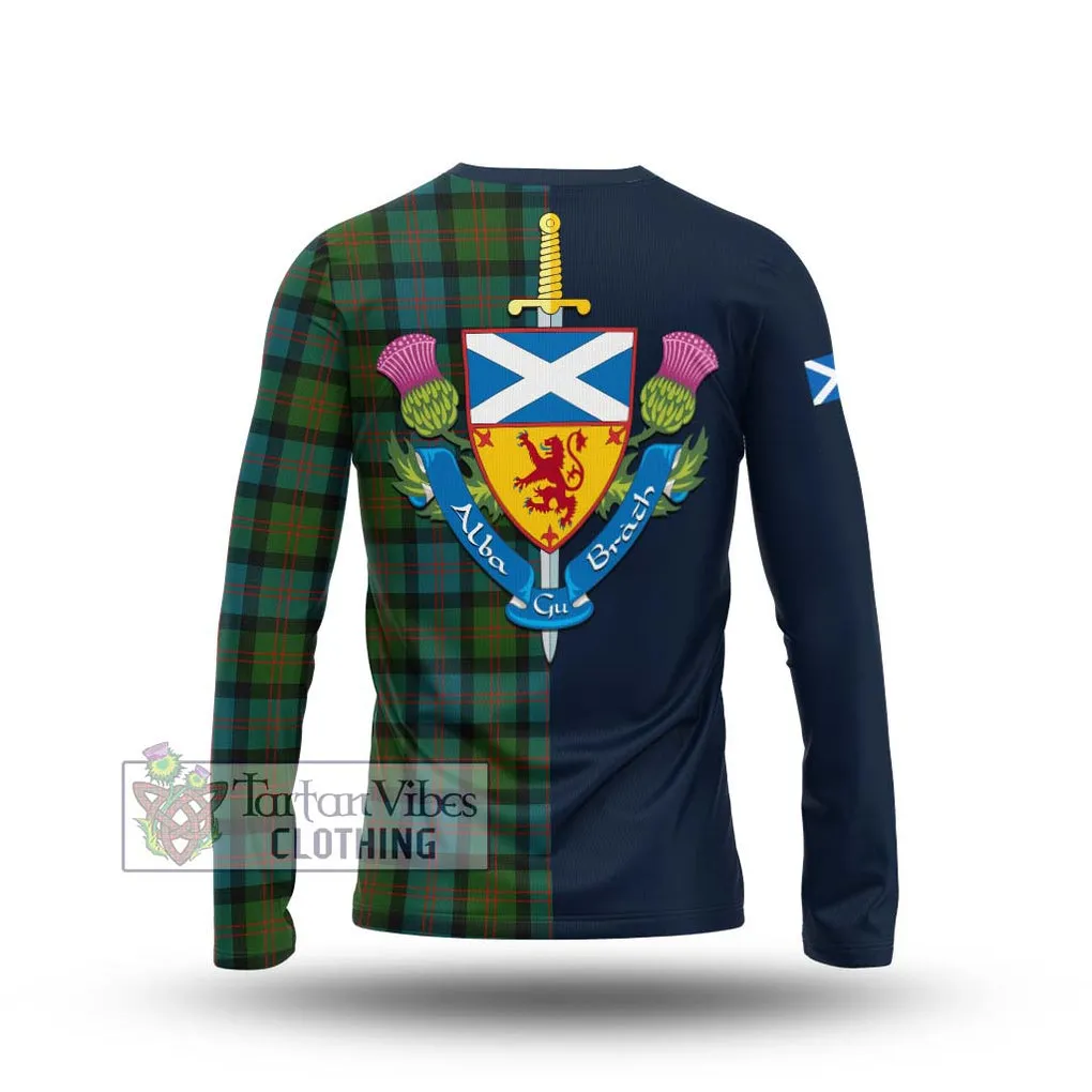 Blair Ancient Tartan Long Sleeve T-Shirt Alba with Scottish Lion Royal Arm Half Style